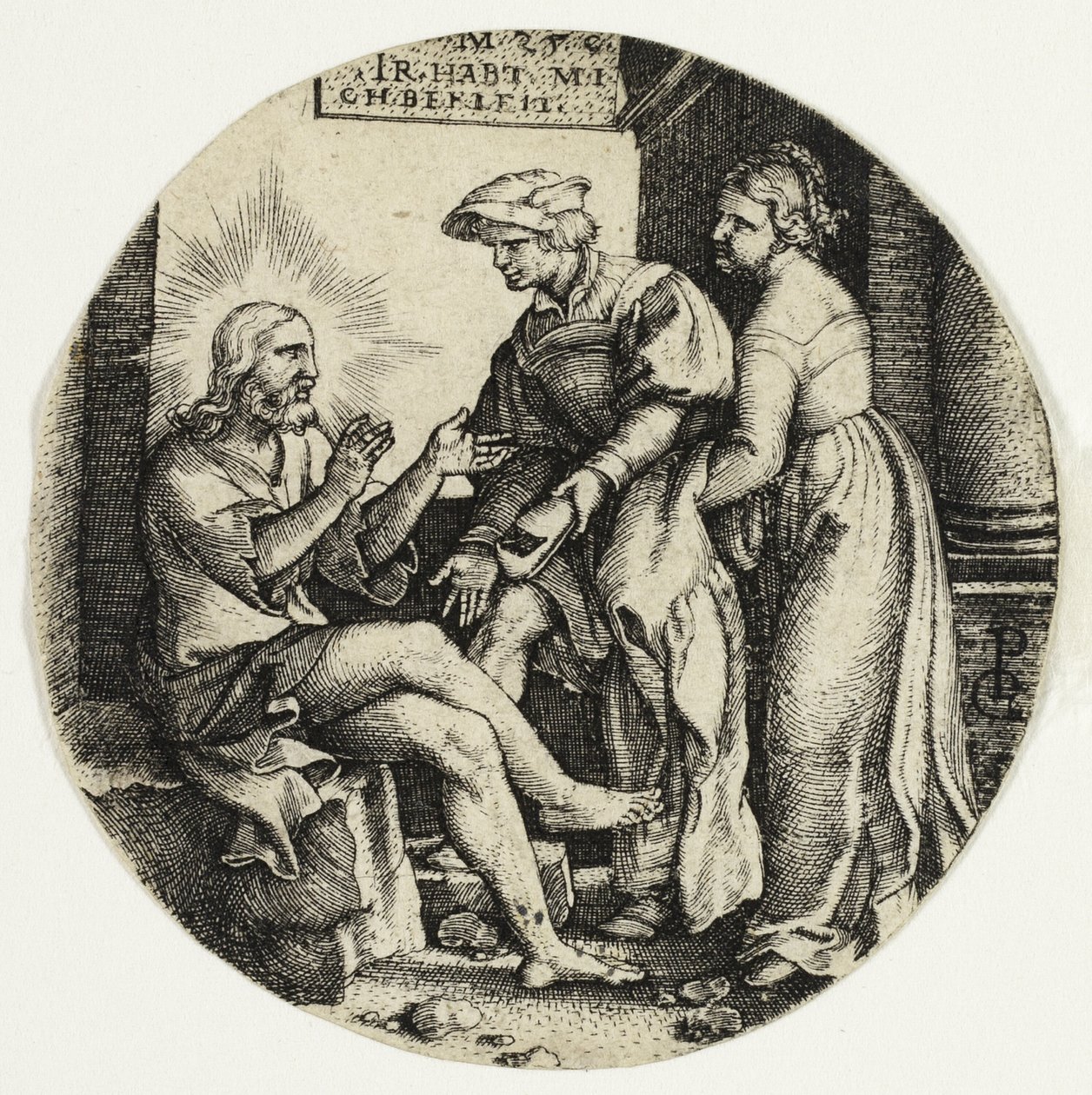 De Naakten Kleden, uit De Zeven Werken van Barmhartigheid door Georg Pencz