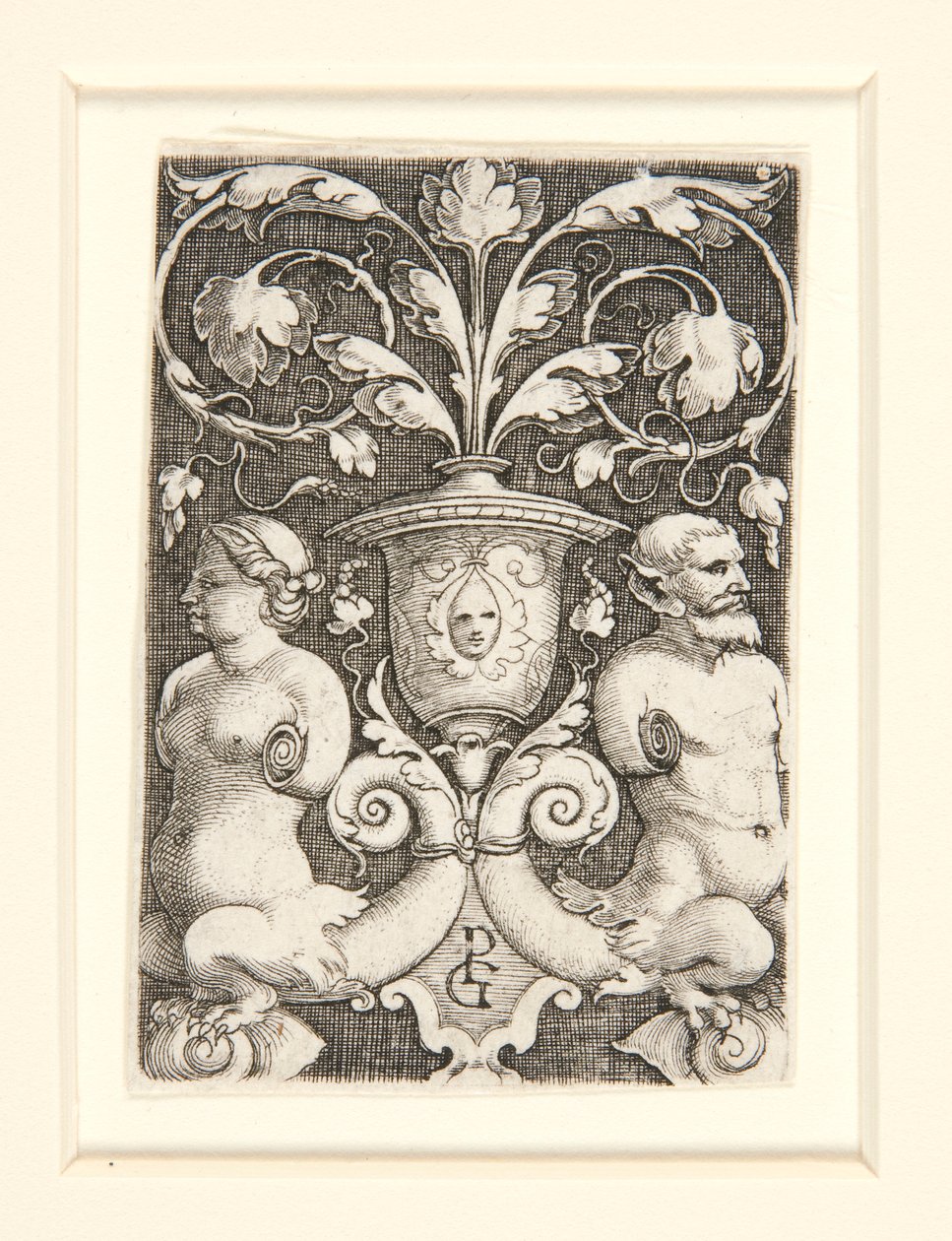 Sierlijke vaas met twee figuren door Georg Pencz