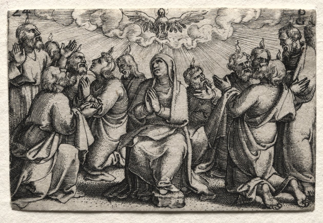 Het leven van Jezus Christus: De nederdaling van de Heilige Geest door Georg Pencz