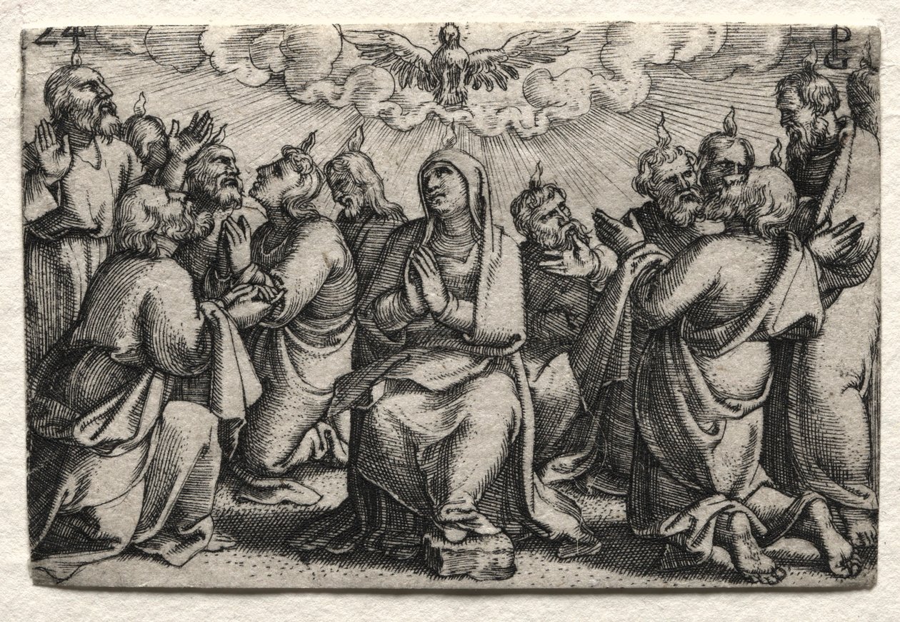 Het Leven van Jezus Christus: De Nederdaling van de Heilige Geest door Georg Pencz