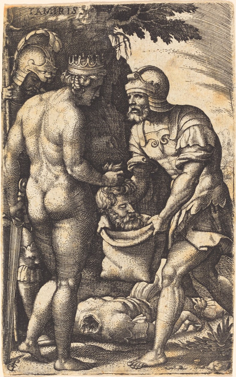 Tomyris met het Hoofd van Cyrus door Georg Pencz