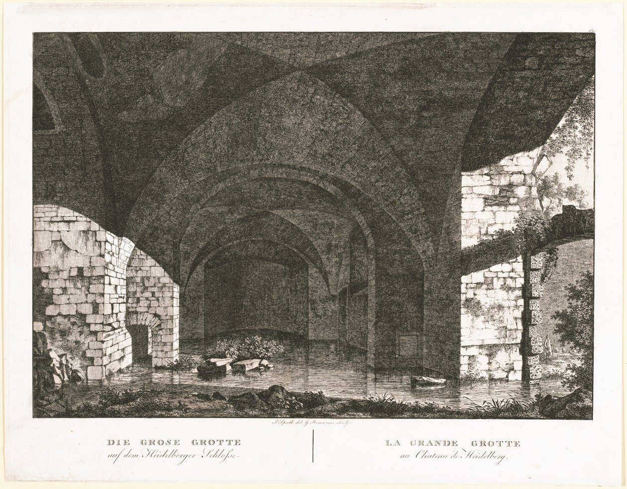 De Grote Grot bij Kasteel Heidelberg door Georg Primavesi, after Peter Speeth