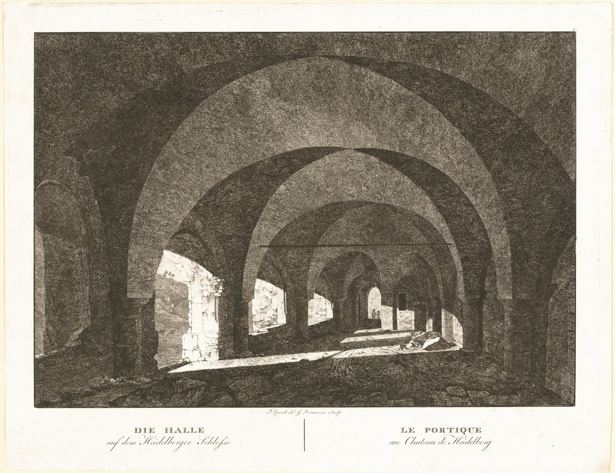 De hal van het kasteel van Heidelberg door Georg Primavesi, after Peter Speeth