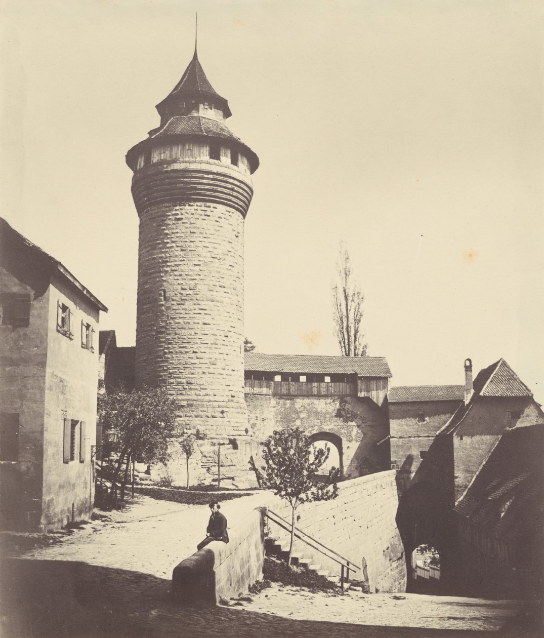 Der Runde Turm und der Festung in Nürnberg (De ronde toren en burcht in Neurenberg),c. 1852 (foto) door Georg Schmidt