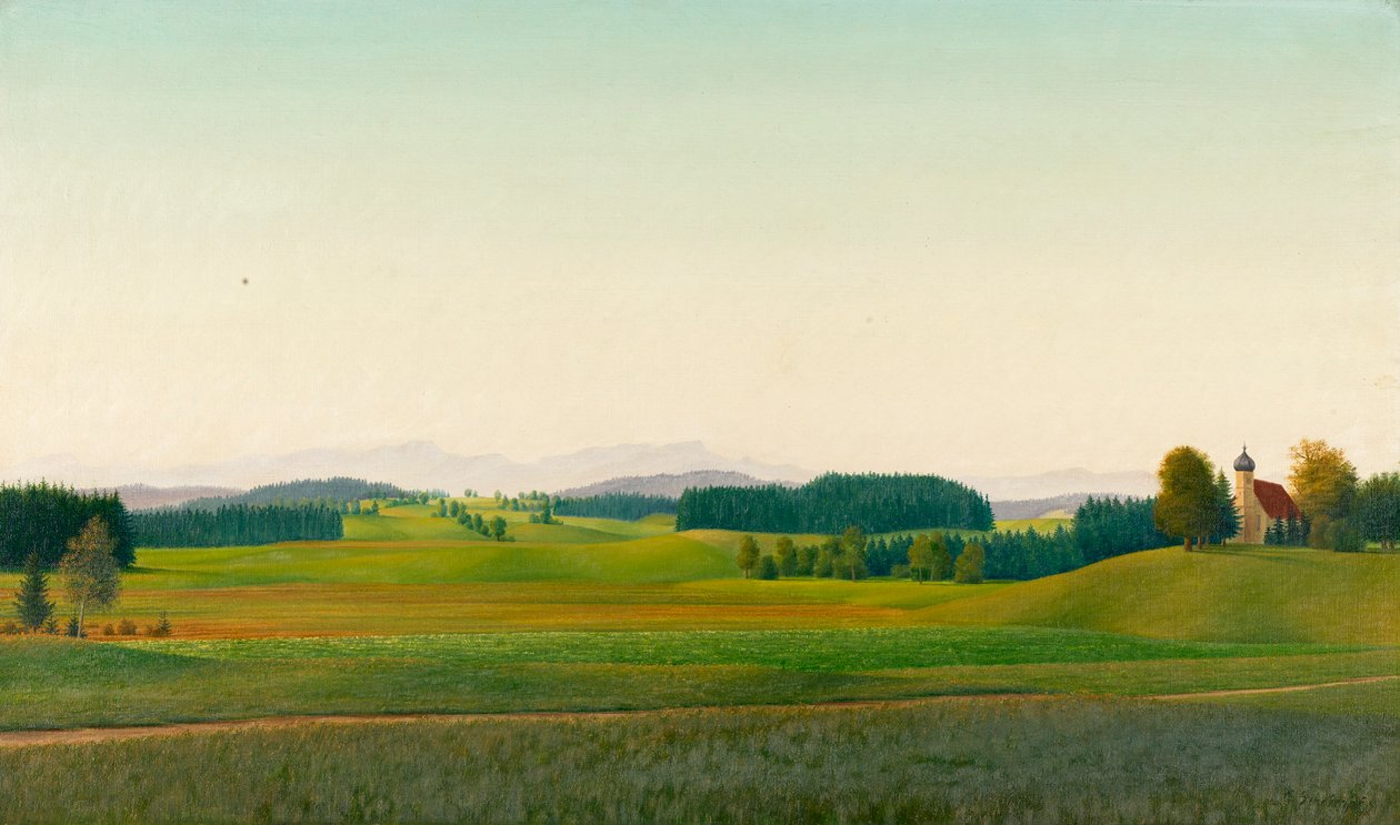 Landschap bij Tuntenhausen door Georg Schrimpf