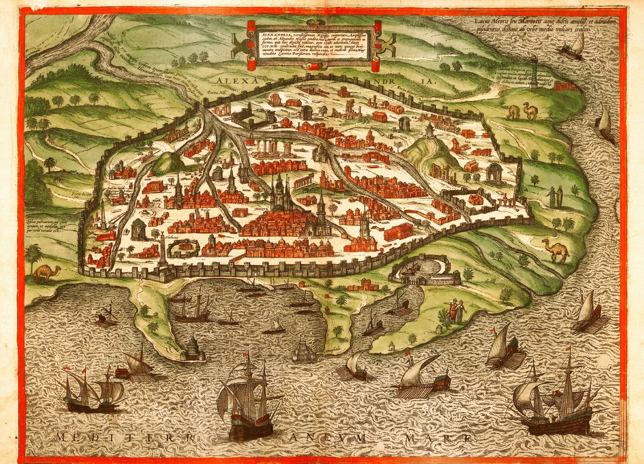 Alexandrië, Egypte door Georg and Hogenberg Franz (1535 90) Braun