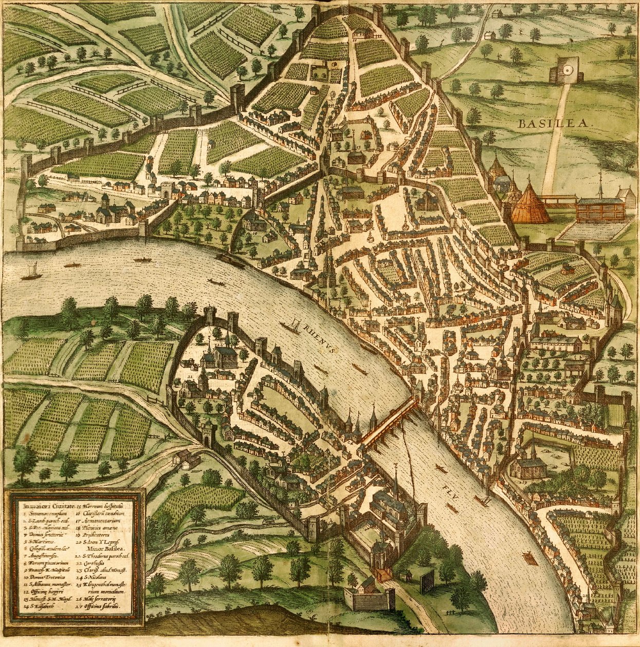 Bazel, Bazel, Zwitserland door Georg and Hogenberg Franz (1535 90) Braun