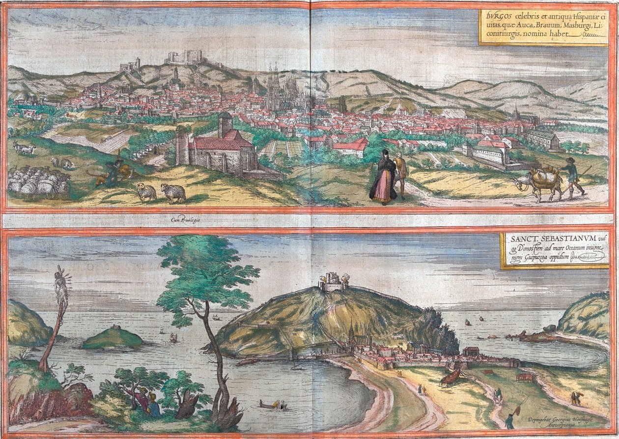 Burgos, San Sebastiàin, Spanje door Georg and Hogenberg Franz (1535 90) Braun