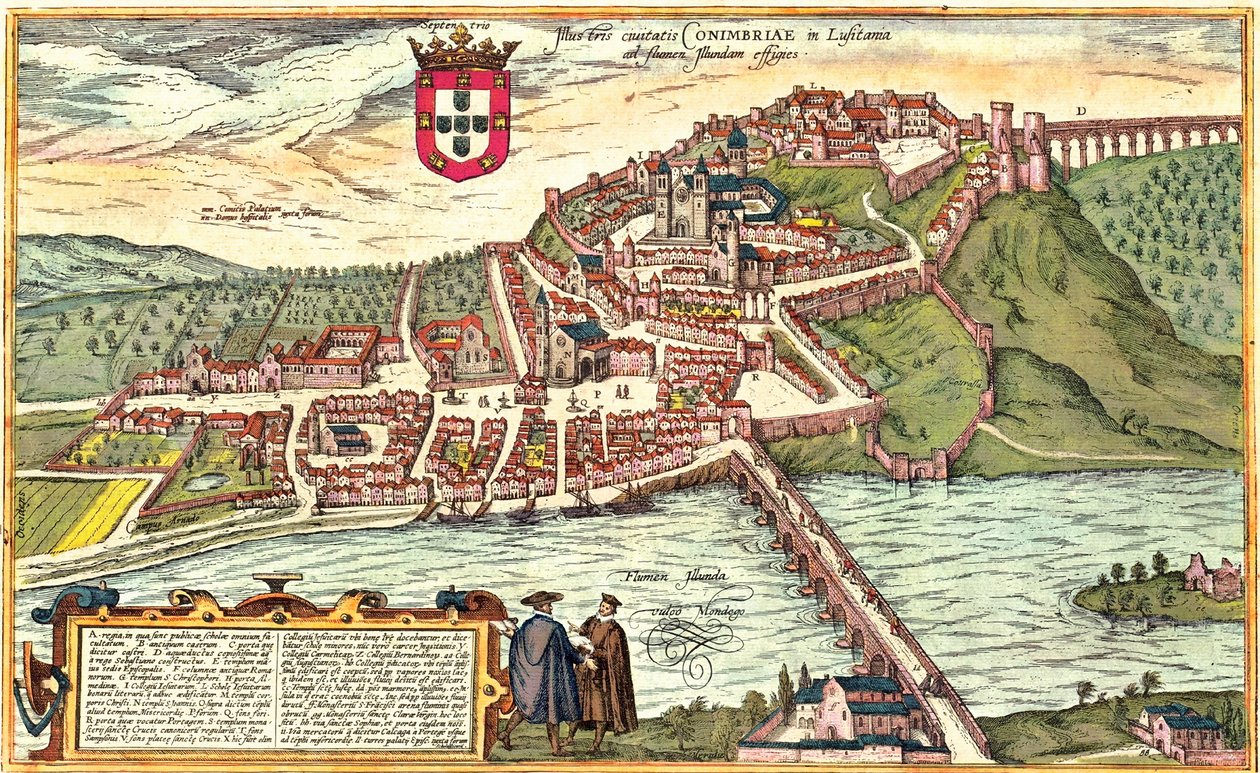 Coimbra, Portugal door Georg and Hogenberg Franz (1535 90) Braun