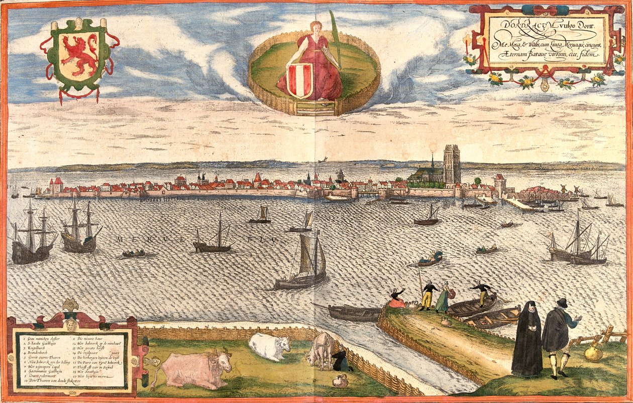 Dordrecht, Netherlands door Georg and Hogenberg Franz (1535 90) Braun