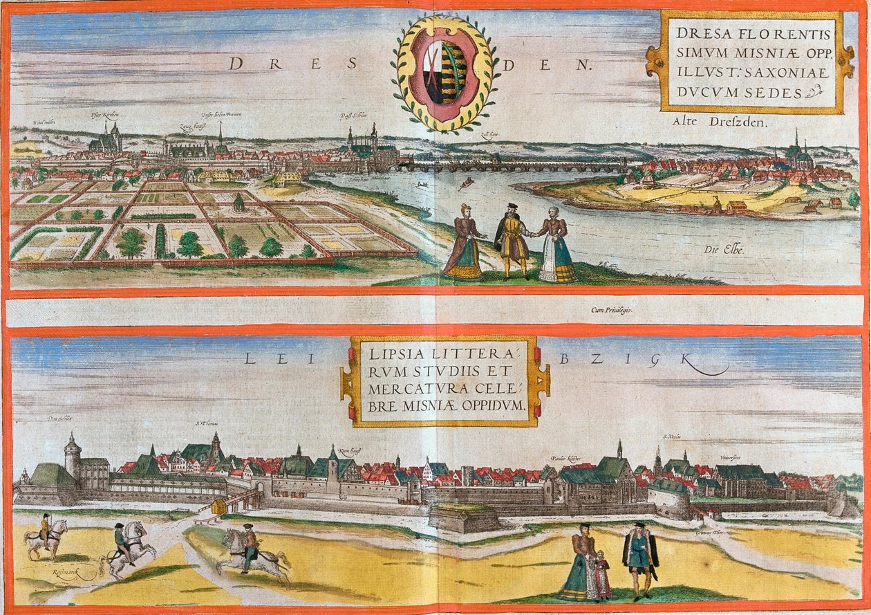 Dresden, Leipzig, Duitsland door Georg and Hogenberg Franz (1535 90) Braun