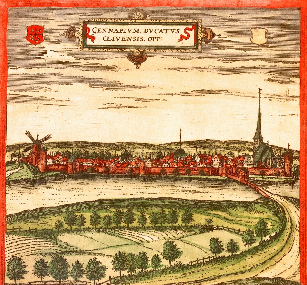 Gennep, Netherlands door Georg and Hogenberg Franz (1535 90) Braun