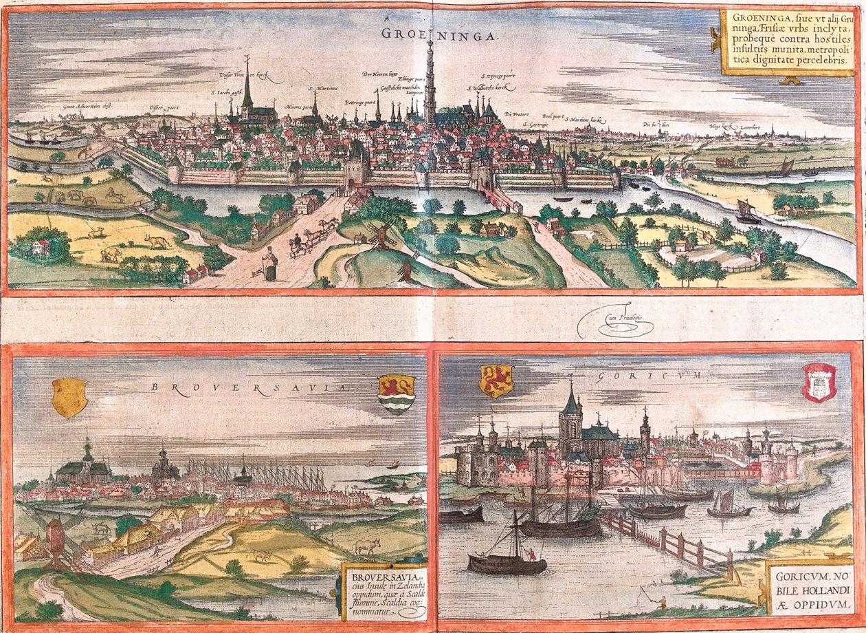 Groningen, Brouwershaven, Gorinchem, Netherlands door Georg and Hogenberg Franz (1535 90) Braun