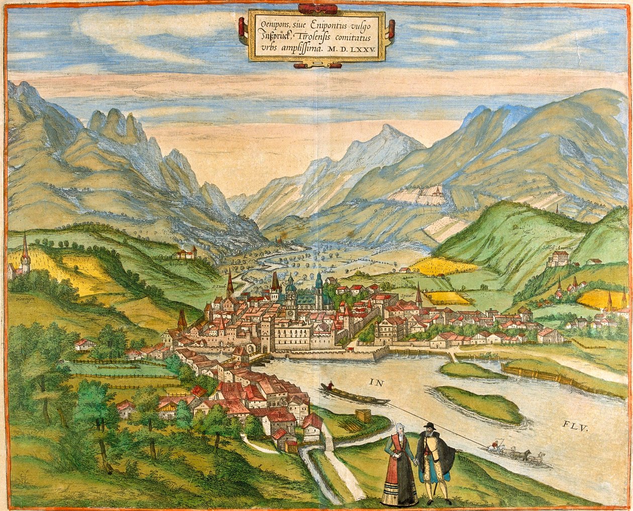 Innsbruck, Oostenrijk door Georg and Hogenberg Franz (1535 90) Braun