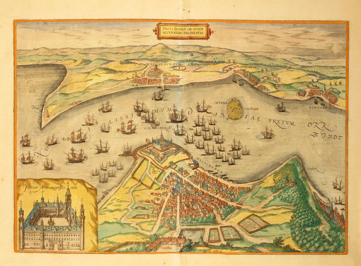 Kronborg uit Civitates Orbis Terrarum door Georg Braun and Hogenberg Franz