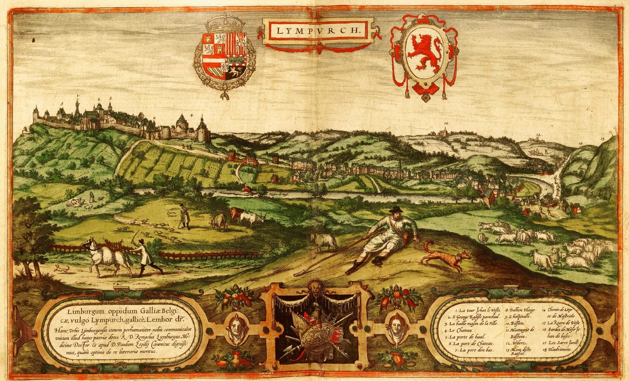 Limburg, Nederland door Georg and Hogenberg Franz (1535 90) Braun