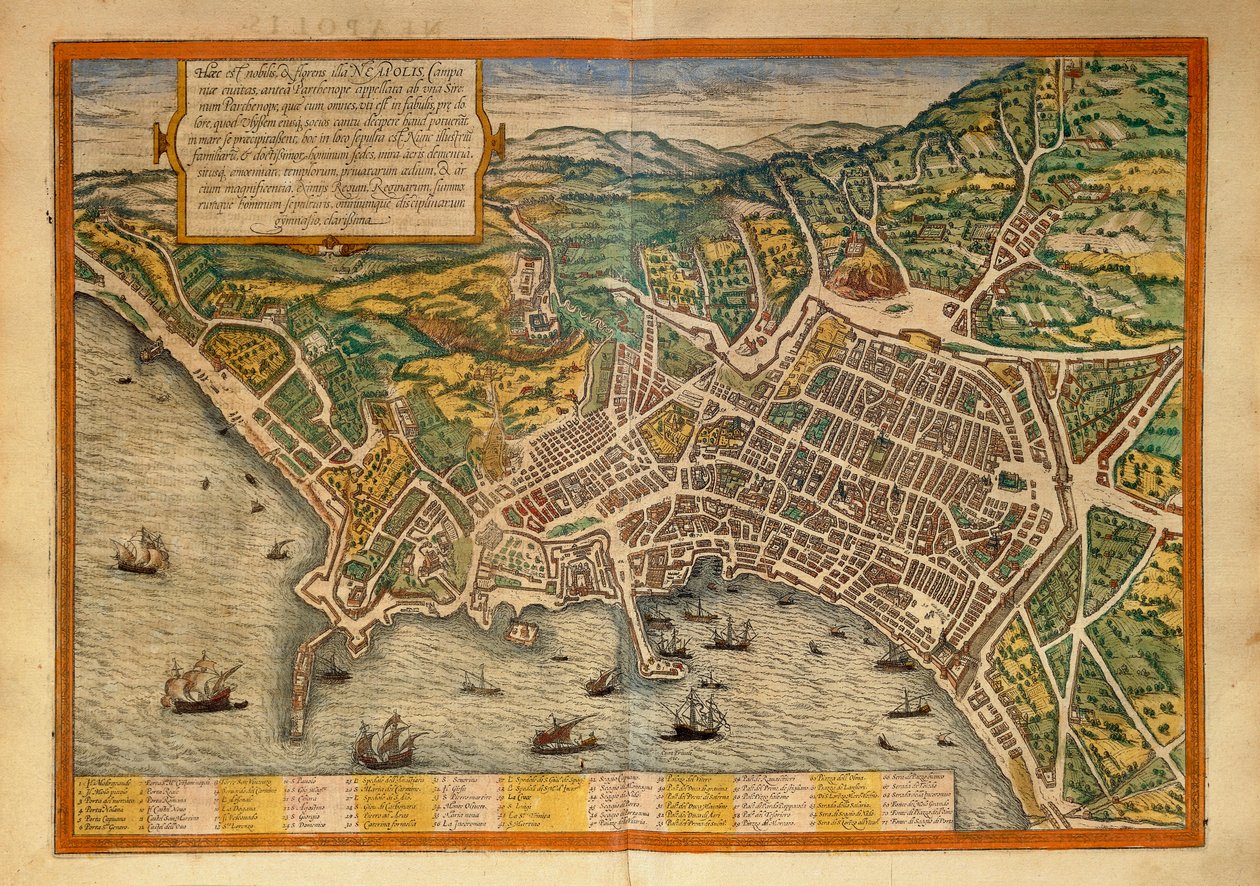 Kaart uit Civitates Orbis Terrarum door Georg Braun and Hogenberg Franz