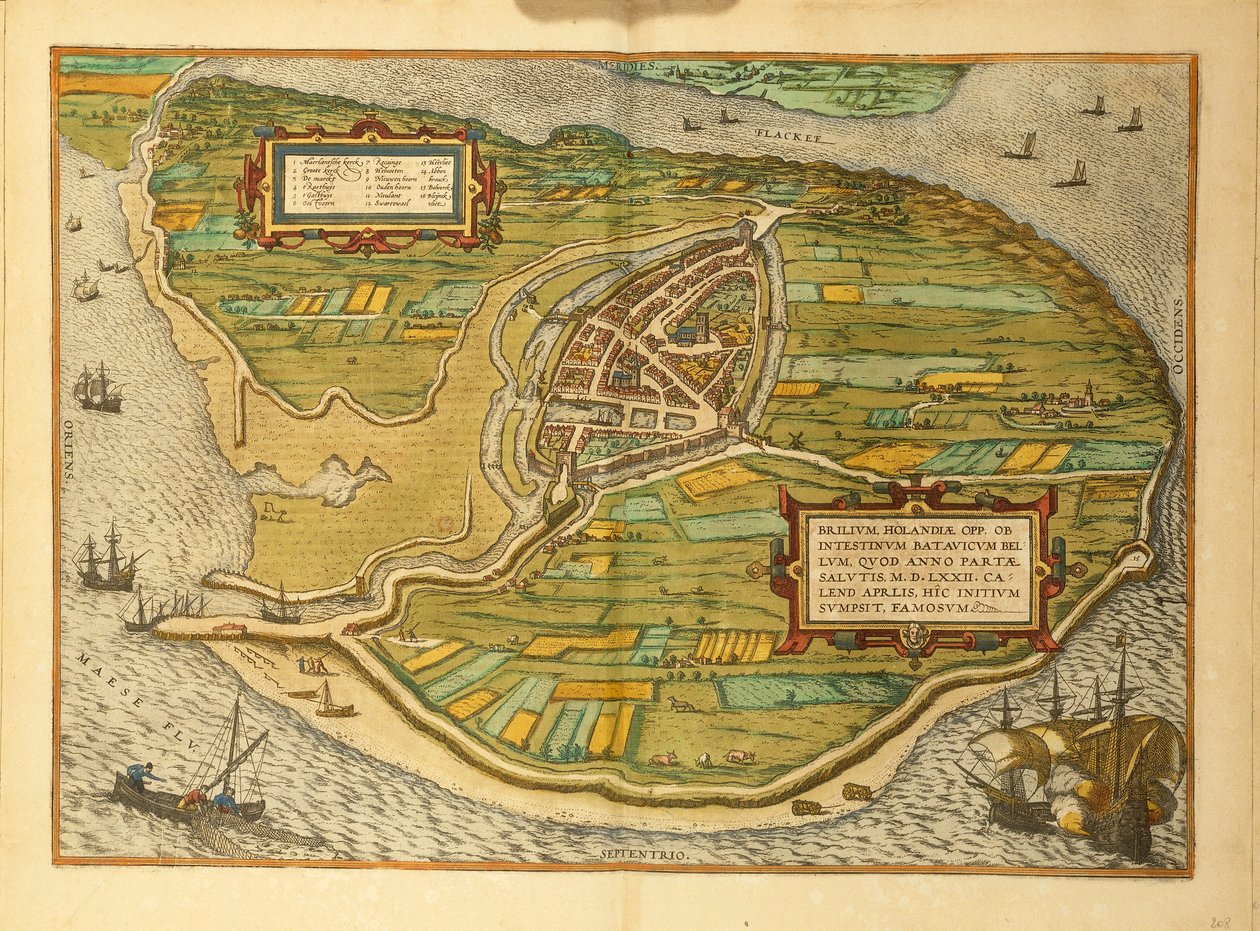 Kaart van Brielle uit Civitates Orbis Terrarum door Georg Braun door Georg Braun and Hogenberg Franz