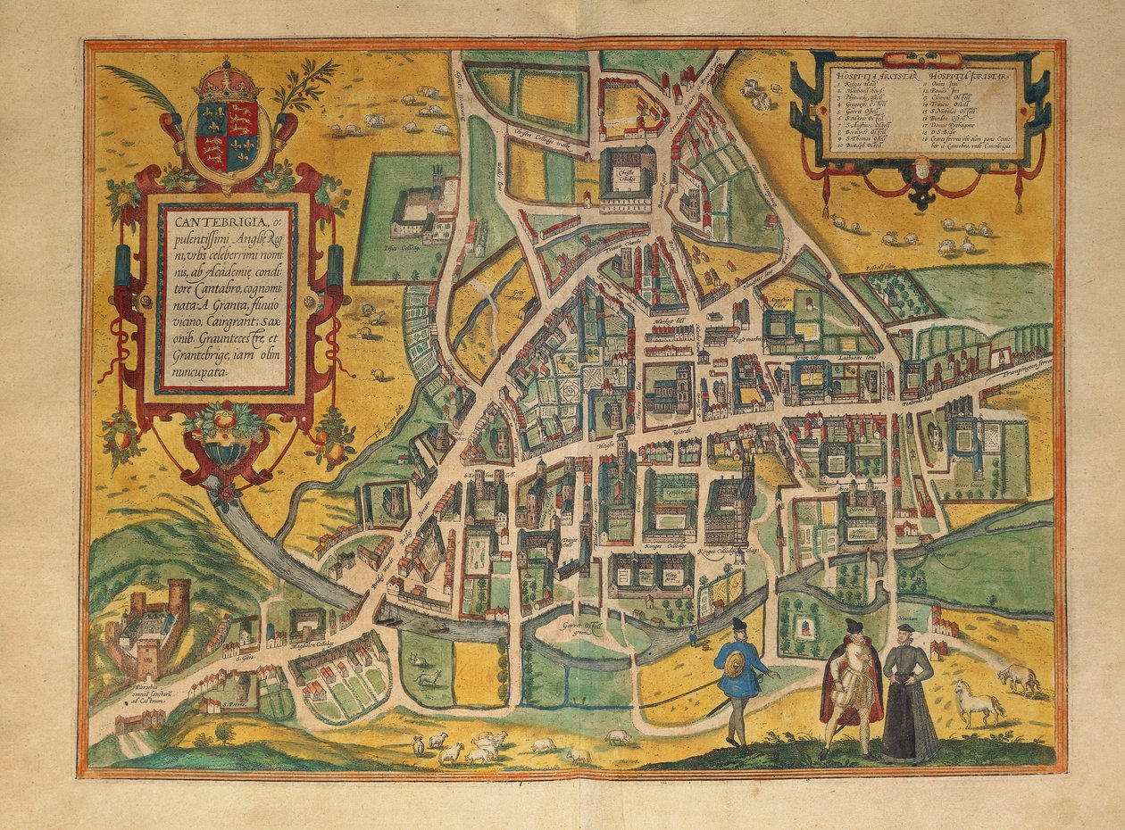 Kaart van Cambridge uit Civitates Orbis Terrarum door Georg Braun door Georg Braun and Hogenberg Franz
