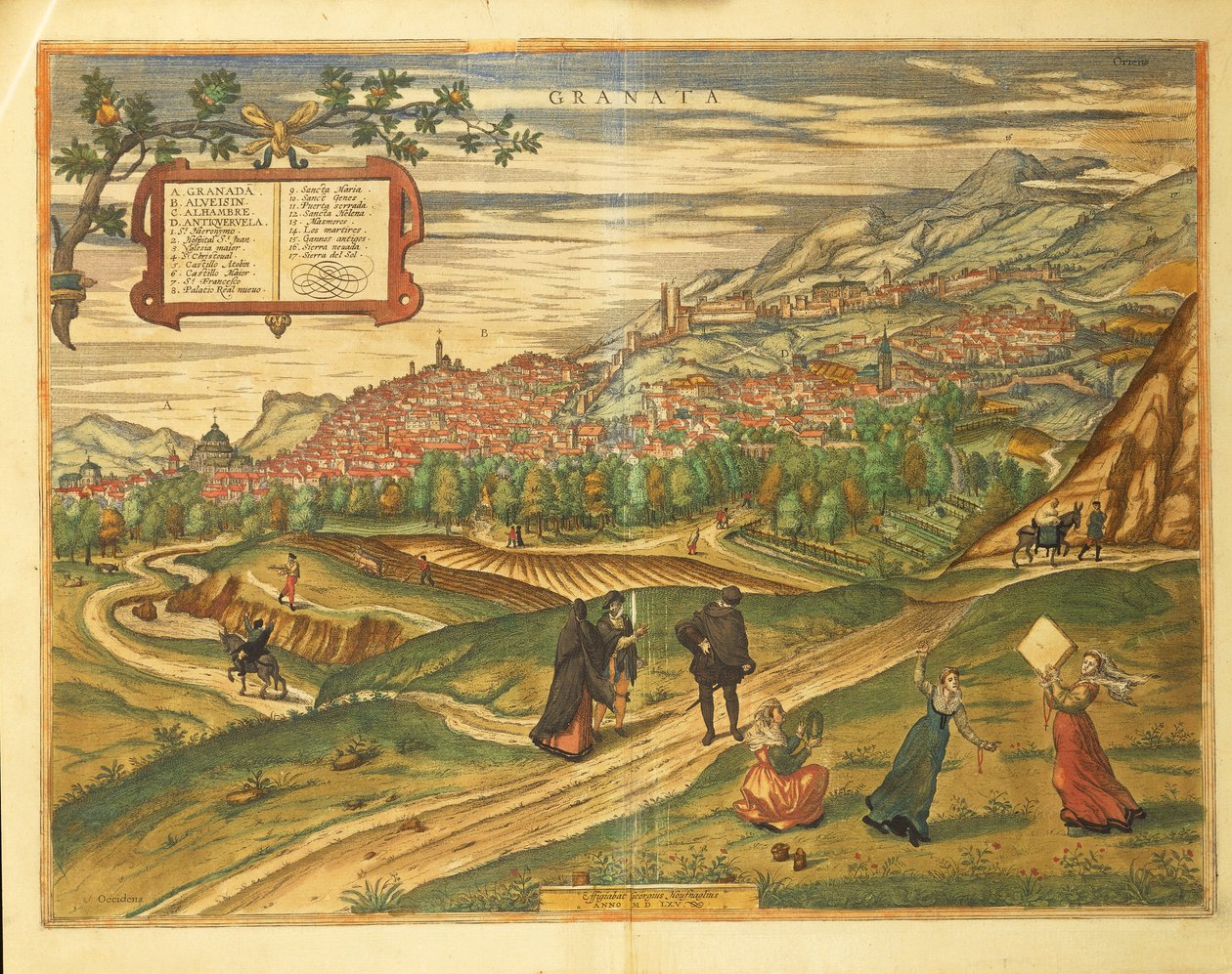 Kaart van Granada uit Civitates Orbis Terrarum door Georg Braun door Georg Braun and Hogenberg Franz