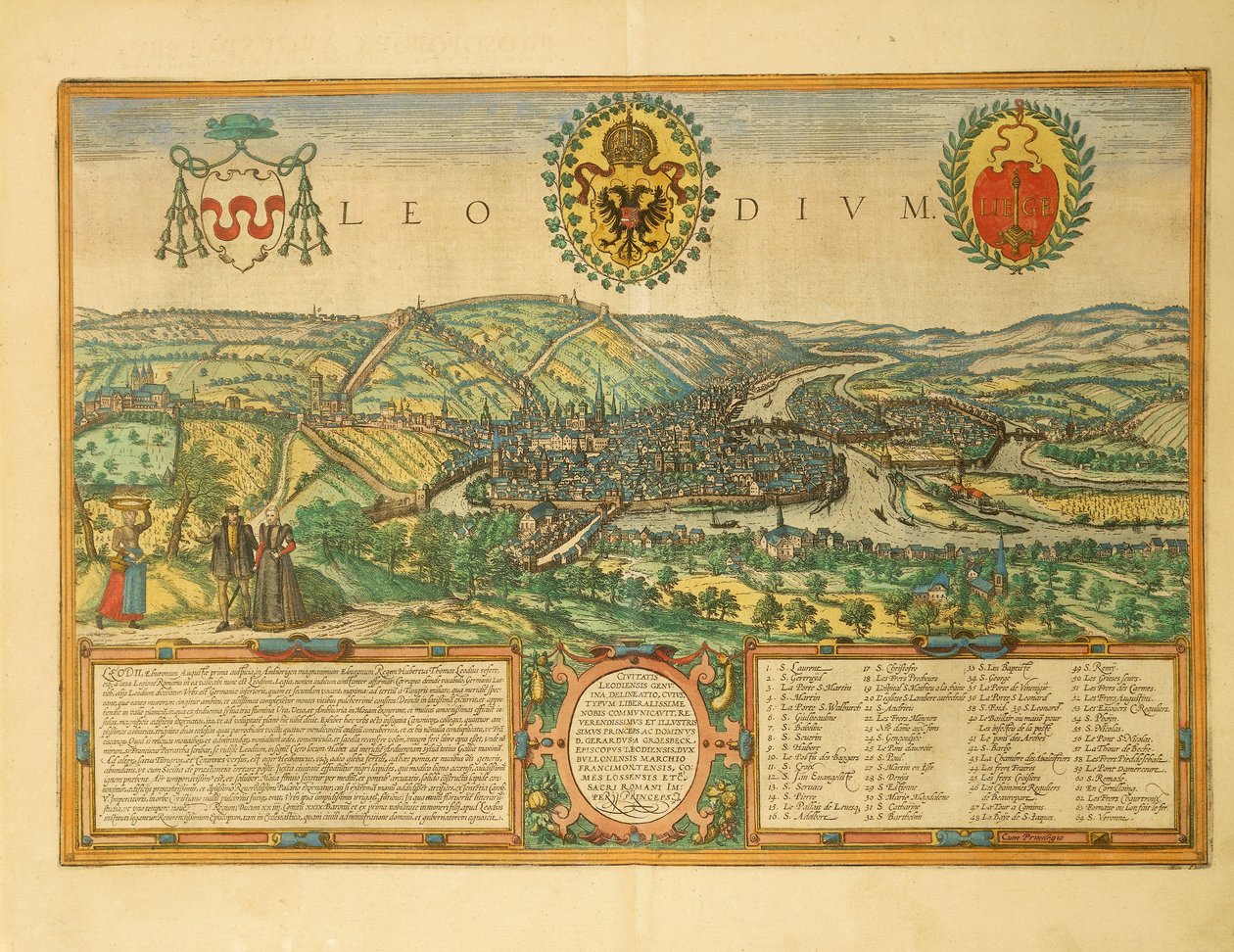 Kaart van Luik uit Civitates Orbis Terrarum door Georg Braun door Georg Braun and Hogenberg Franz