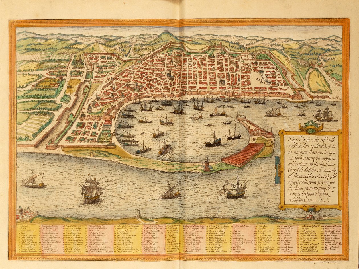Kaart van Messina uit Civitates Orbis Terrarum door Georg Braun door Georg Braun and Hogenberg Franz
