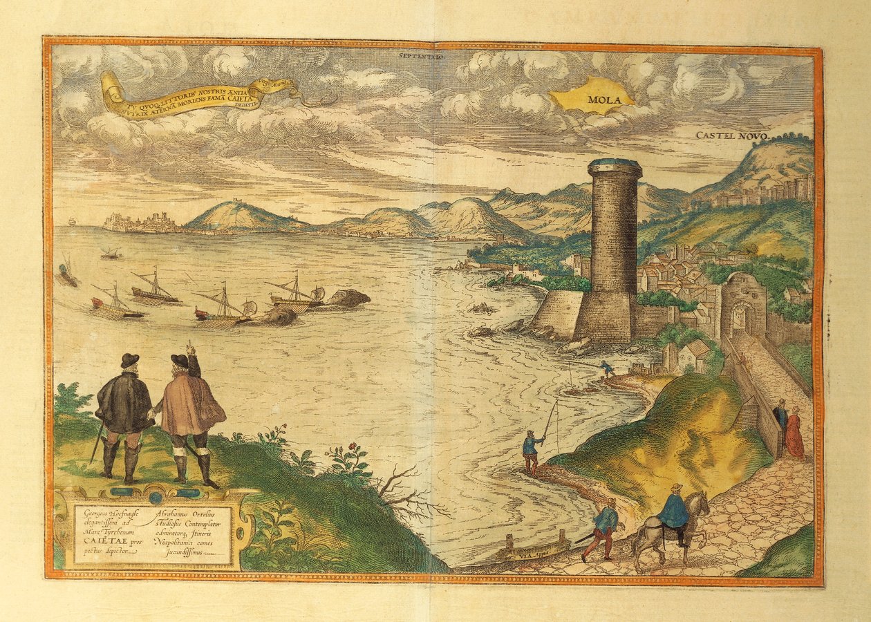 Kaart van Mola di Bari, Apulië regio uit Civitates Orbis Terrarum door Georg Braun and Hogenberg Franz