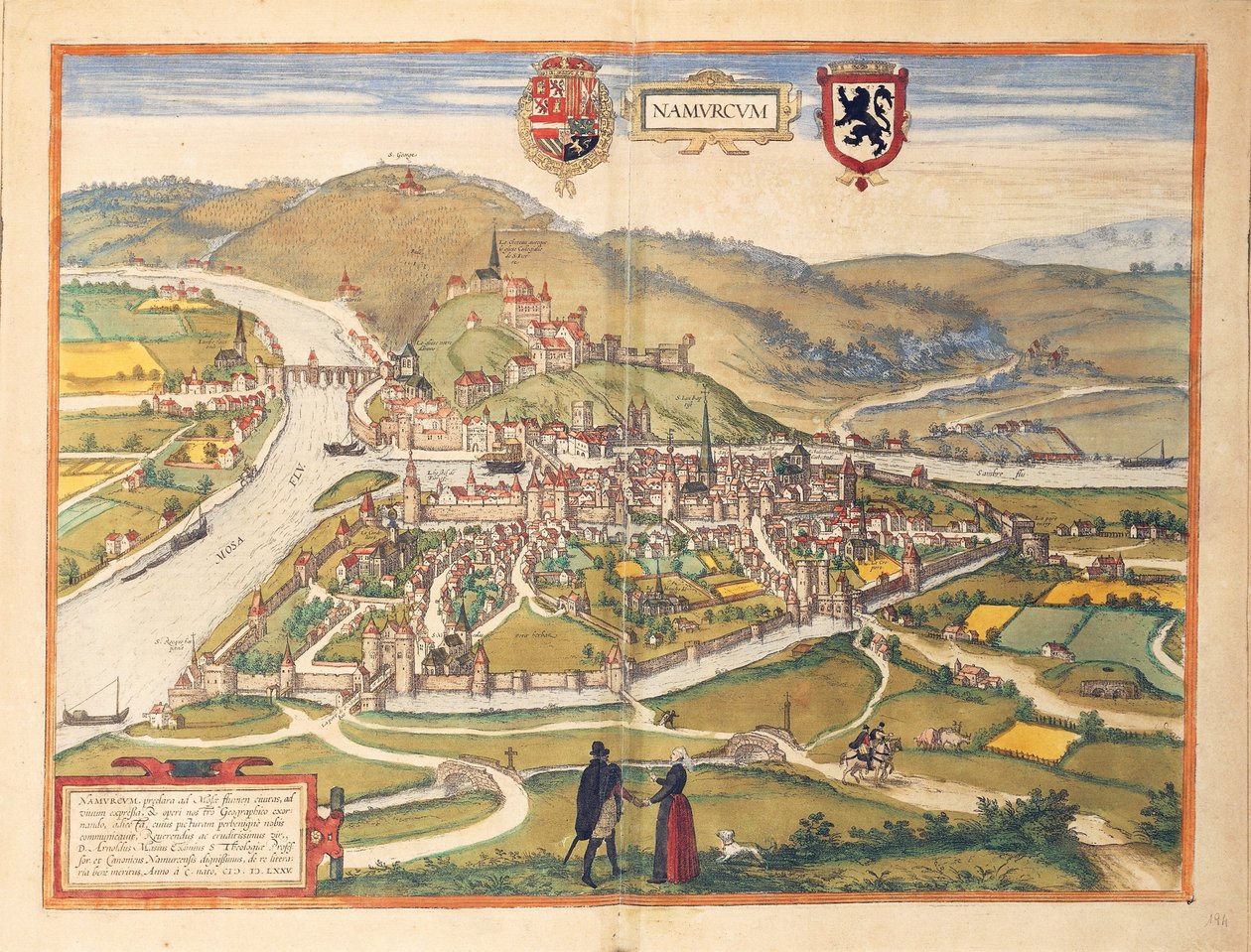 Kaart van Namen uit Civitates Orbis Terrarum door Georg Braun door Georg Braun and Hogenberg Franz