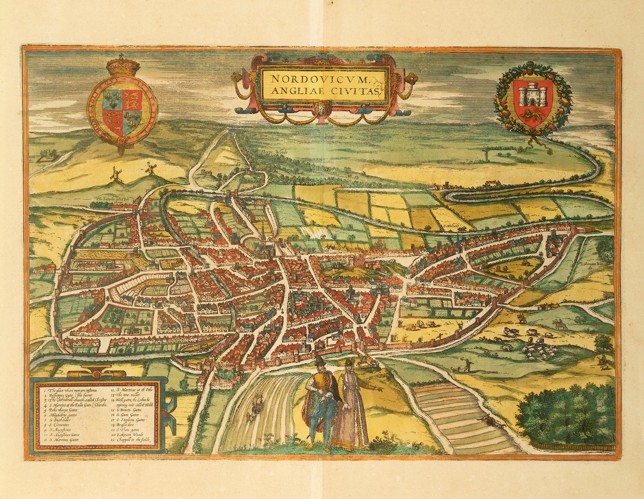 Kaart van Norwich uit Civitates Orbis Terrarum door Georg Braun door Georg Braun and Hogenberg Franz