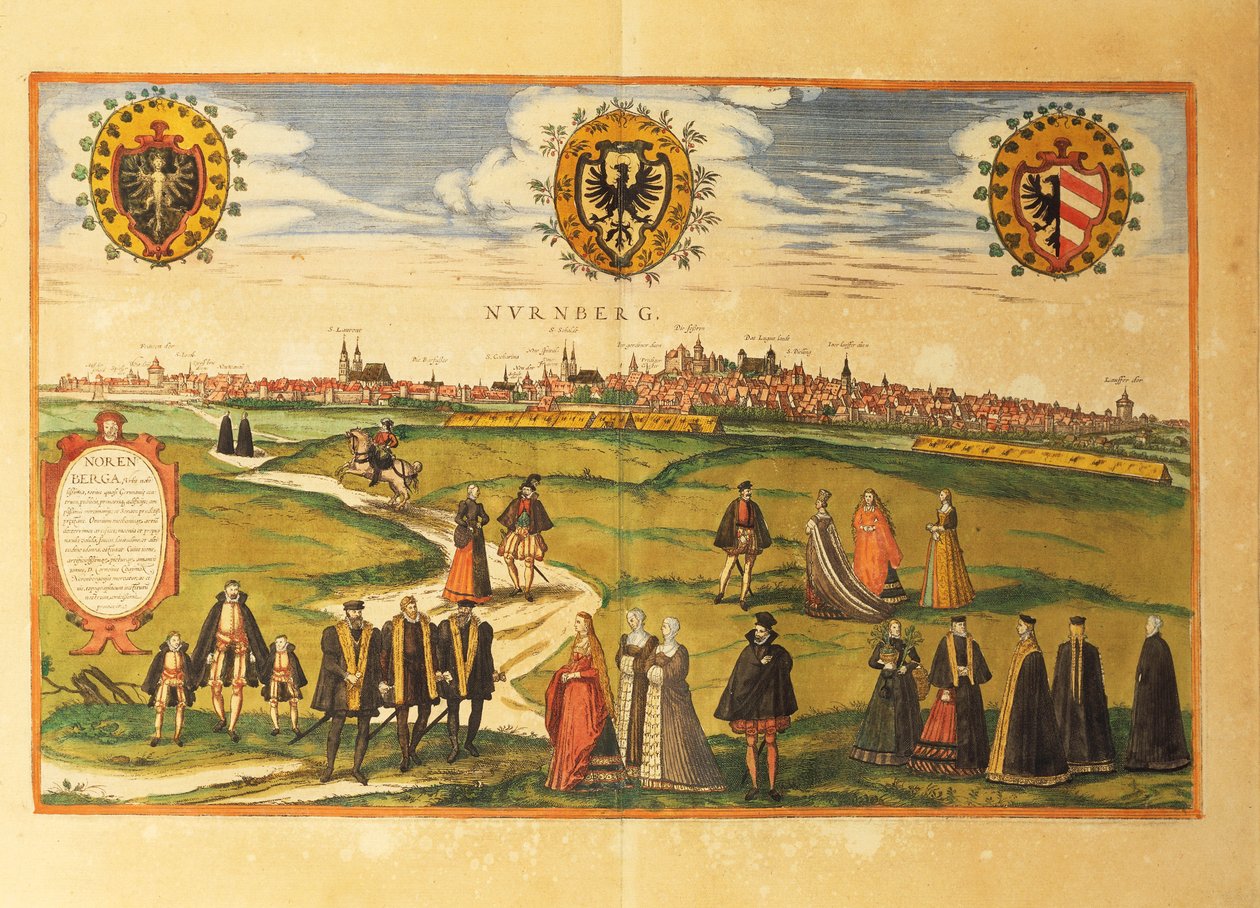 Kaart van Neurenberg uit Civitates Orbis Terrarum door Georg Braun and Hogenberg Franz