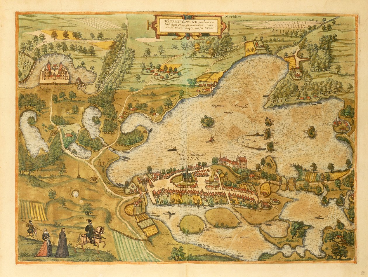 Kaart van Plon uit Civitates Orbis Terrarum door Georg Braun and Hogenberg Franz