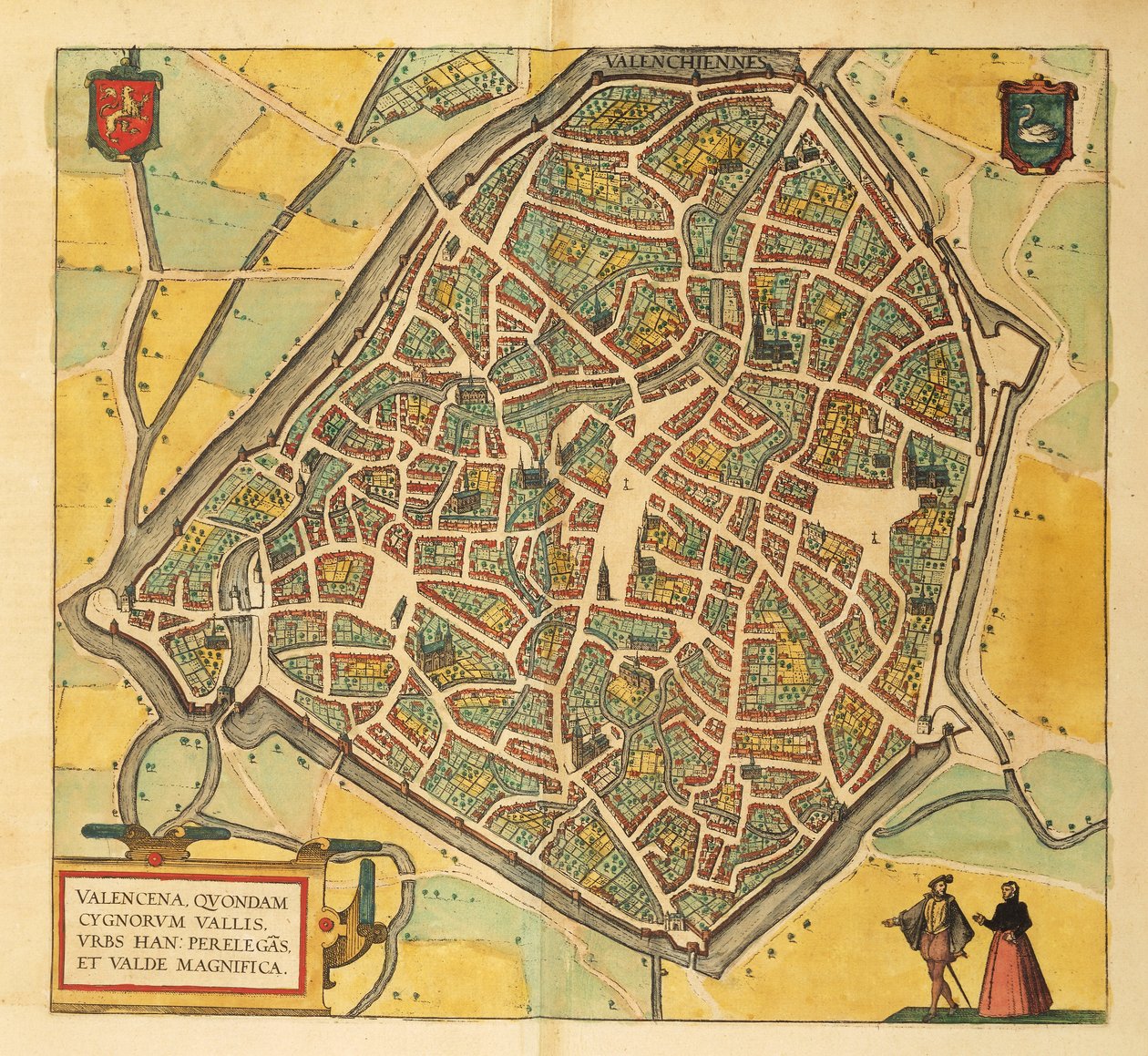 Kaart van Valenciennes uit Civitates Orbis Terrarum door Georg Braun door Georg Braun and Hogenberg Franz