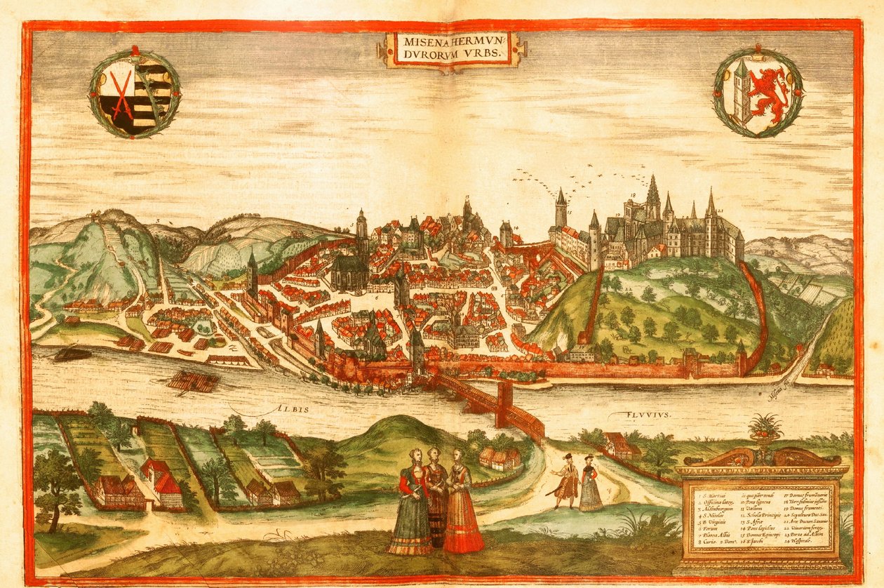 Meissen, Duitsland door Georg and Hogenberg Franz (1535 90) Braun