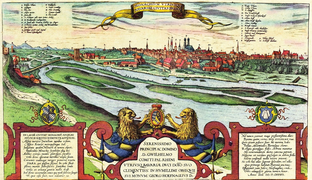 München, Munchen, Duitsland door Georg and Hogenberg Franz (1535 90) Braun