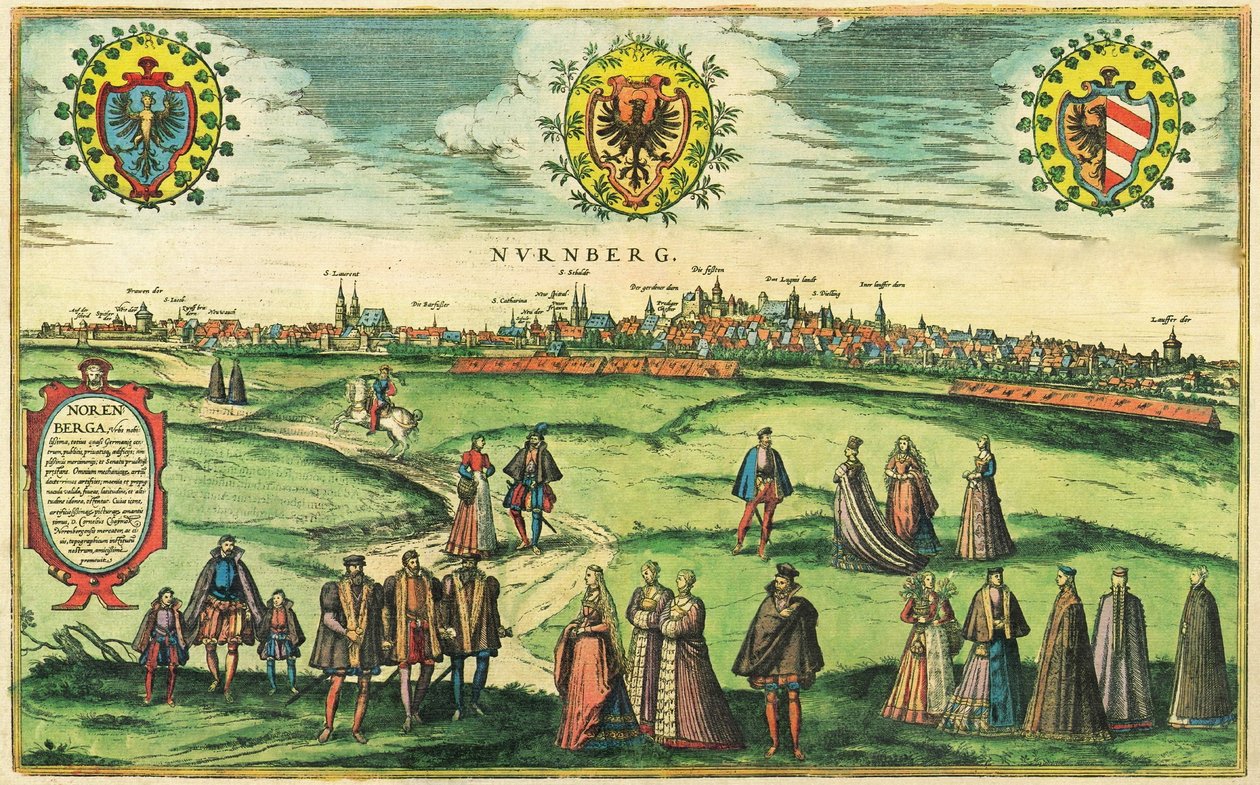 Neurenberg, Neurenberg, Duitsland door Georg and Hogenberg Franz (1535 90) Braun