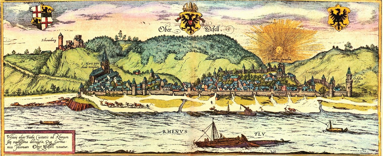 Oberwesel, Duitsland door Georg and Hogenberg Franz (1535 90) Braun