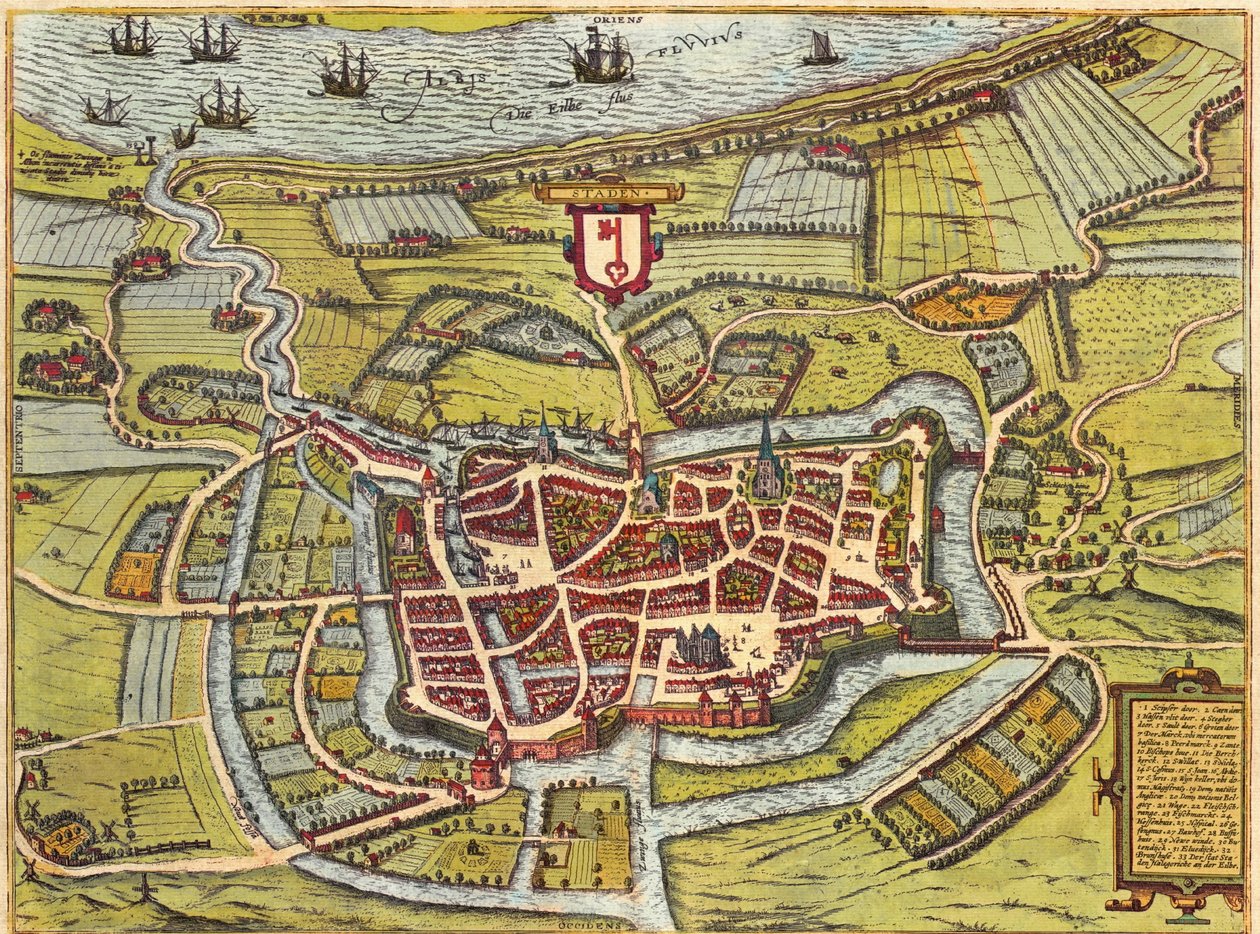 Stade, Hamburg, Duitsland door Georg and Hogenberg Franz (1535 90) Braun