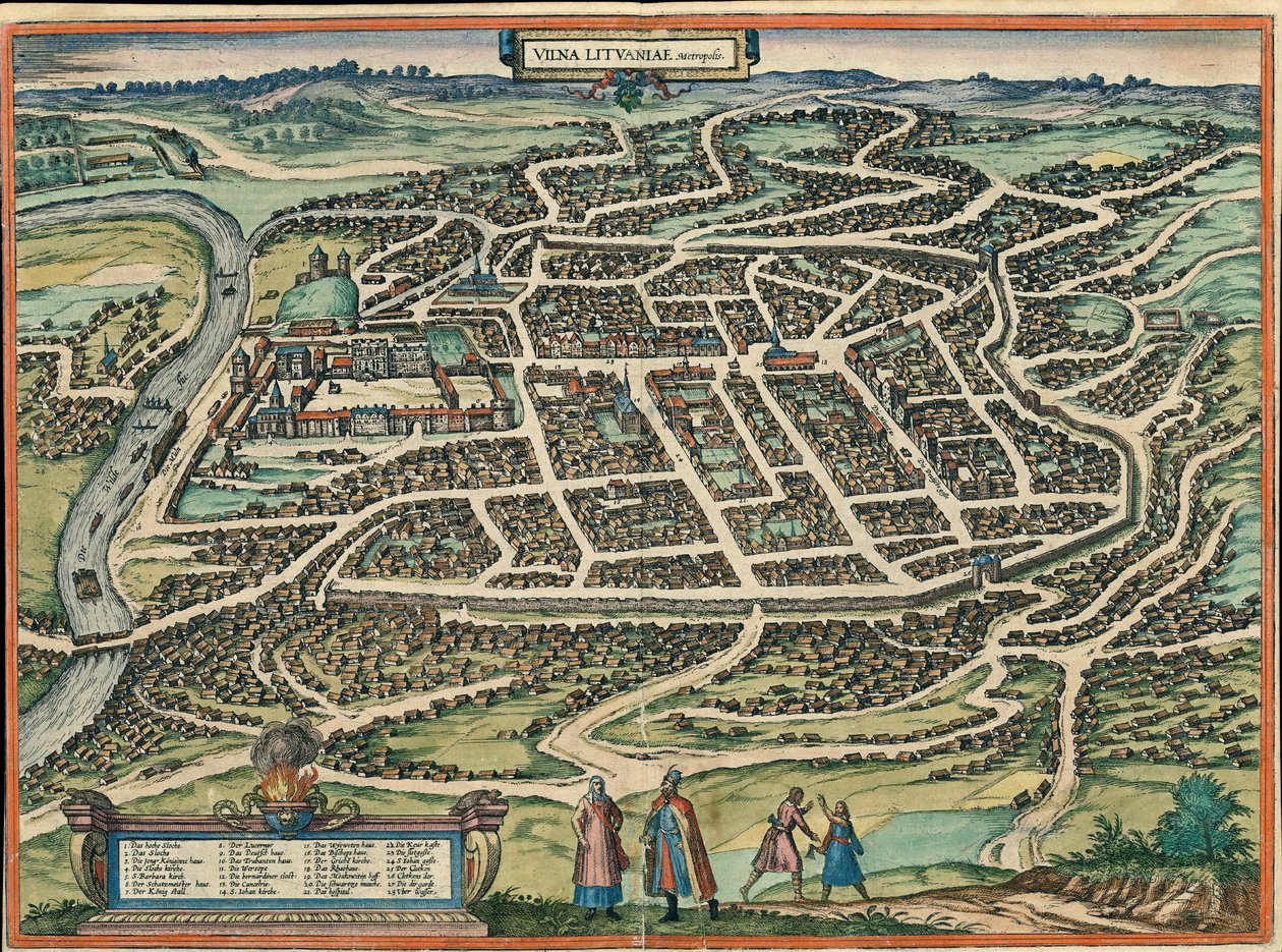 Vilnius, Vilna, Litouwen door Georg and Hogenberg Franz (1535 90) Braun