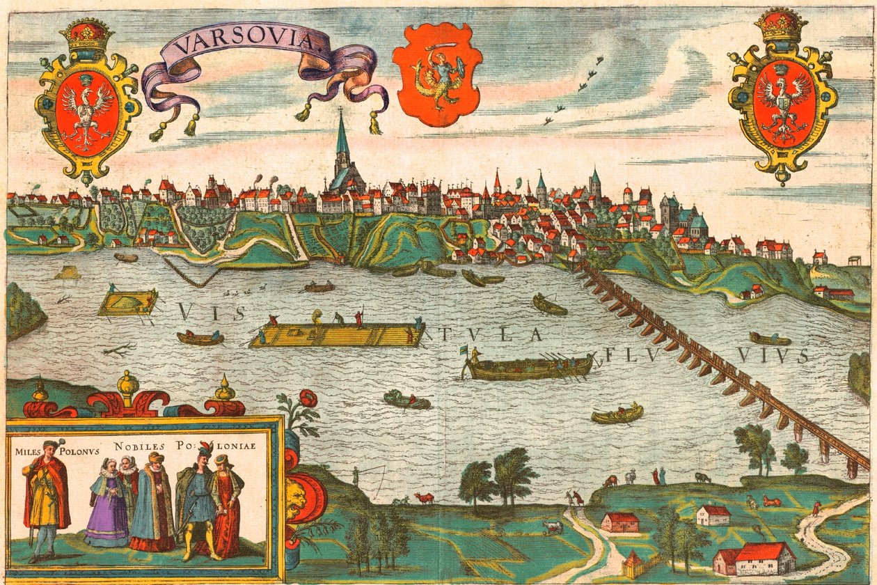 Warschau, Polen door Georg and Hogenberg Franz (1535-90) Braun