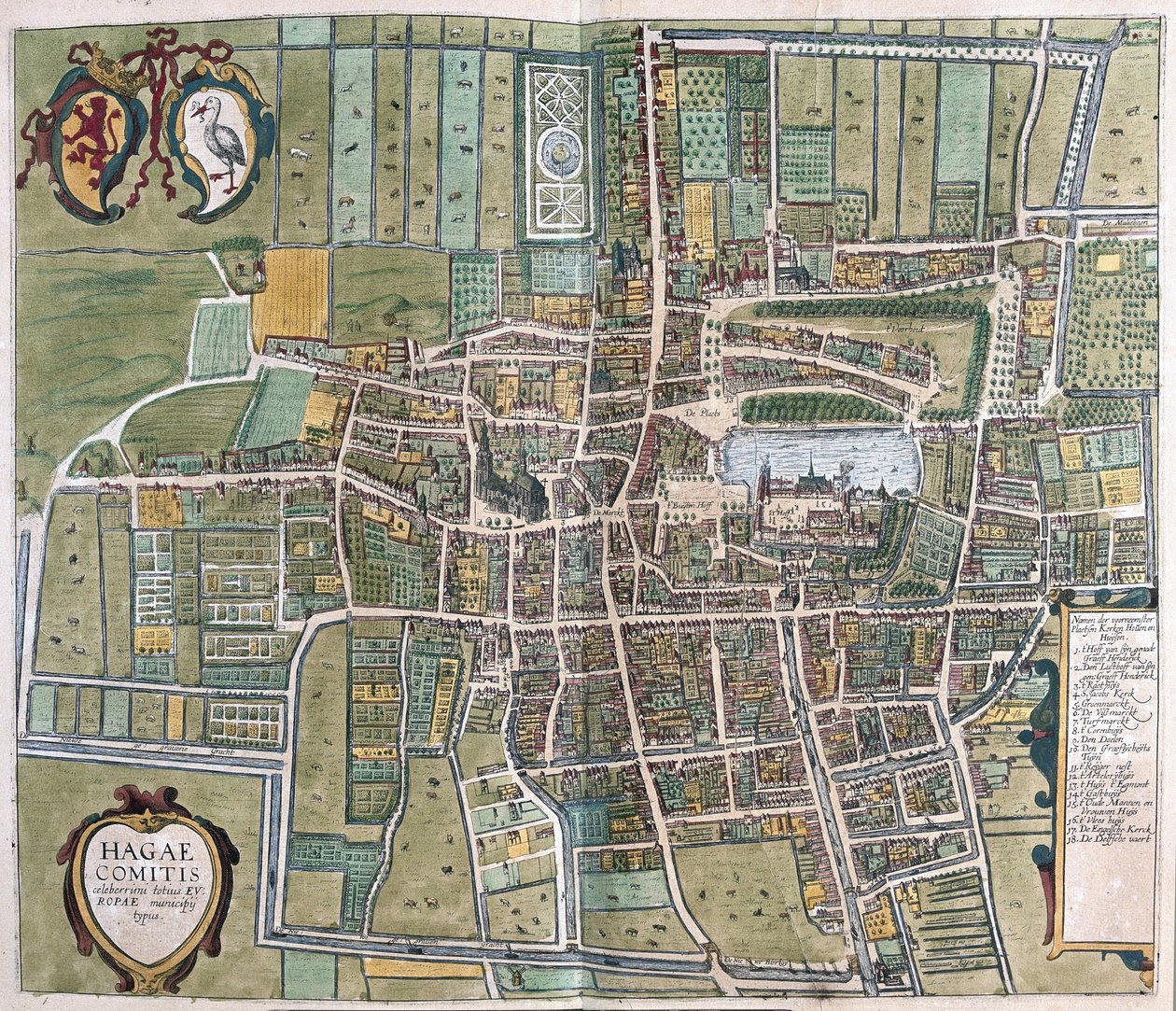 Den Haag, Nederland (gravure) door Georg Braun and Hogenberg Franz