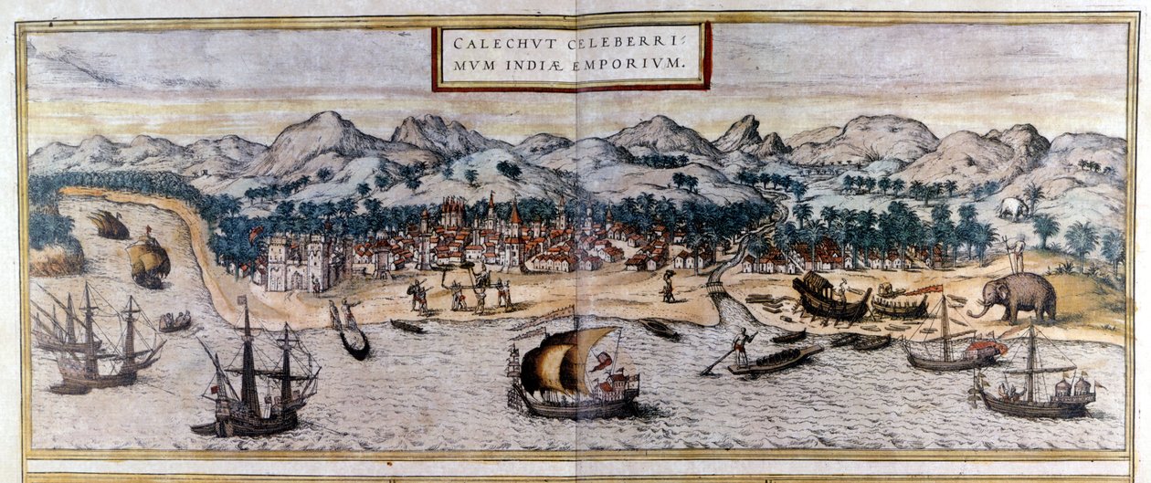 Uitzicht op Kozhikode of Calicut in India uit de Atlas 