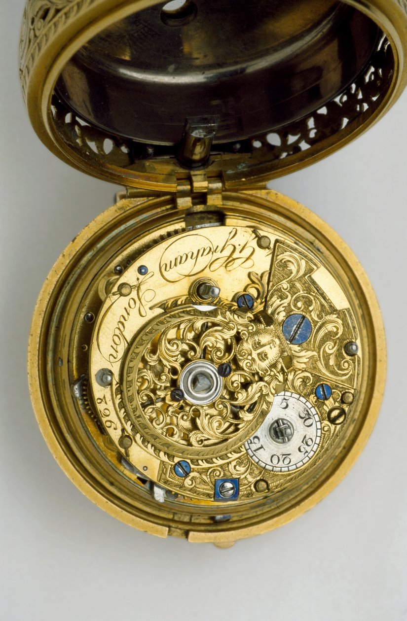 Gouden paar-behuizde cilinderhorloge met kwartierherhaling, 1744 door George , Moser, George Michael and Ward, John Graham
