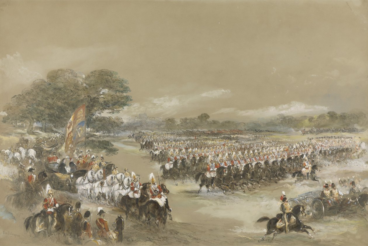 Koninklijke recensie in Windsor, Koningin Victoria en Khedive Ismail Pashe van Egypte, 26 juni 1868 door George Bryant Campion
