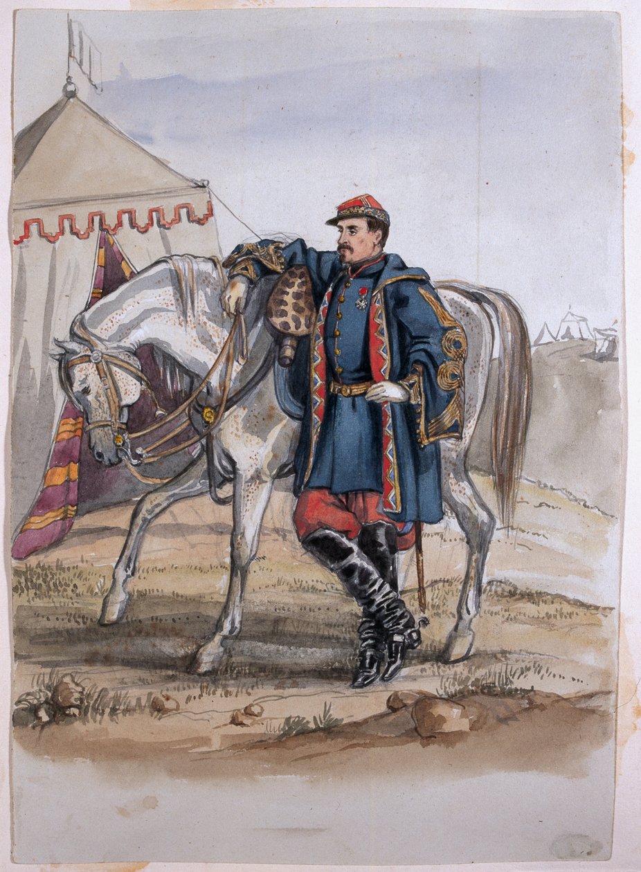 Portret van generaal Clers, voormalig commandant van de Zouaven, uit een album van schilderijen en schetsen bekend als 