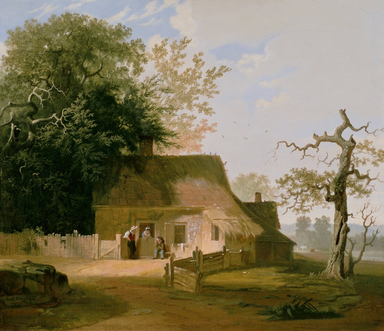 Cottage Landschap door George Caleb Bingham