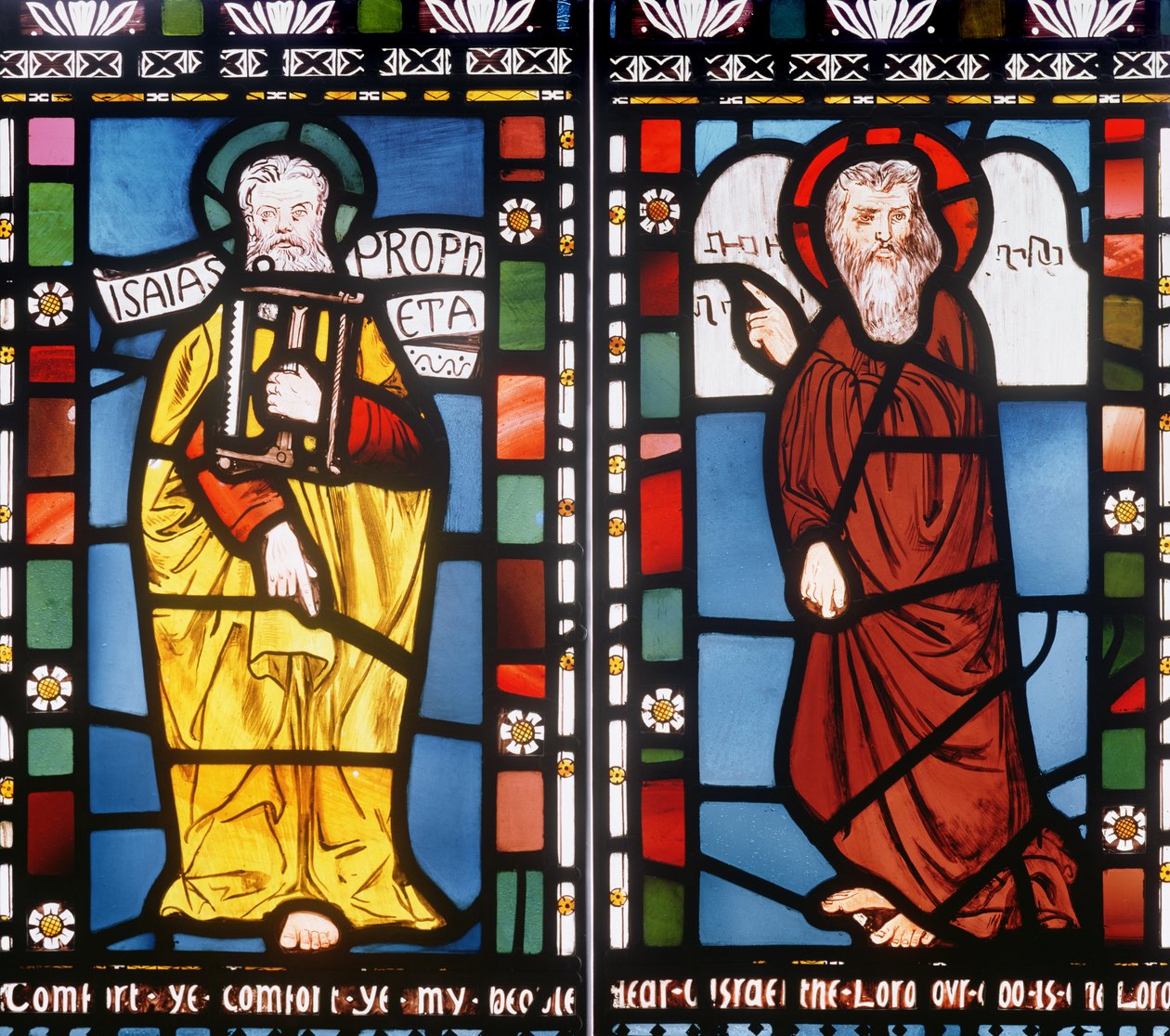 Jesaja en Mozes, detail van het Scheppingsraam, 1861 (detail) door George Campfield