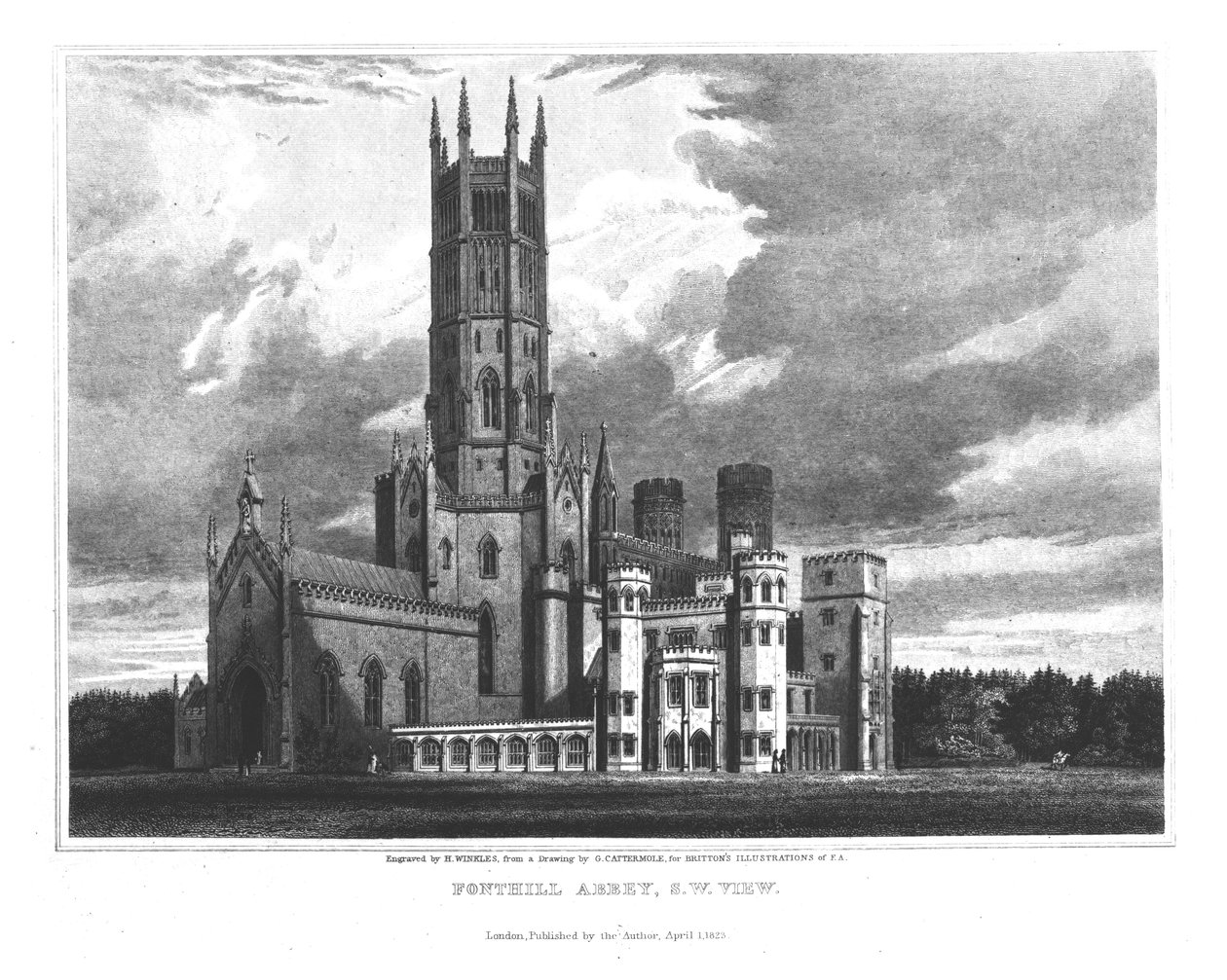 Fonthill Abbey vanuit het zuidwesten, uit 