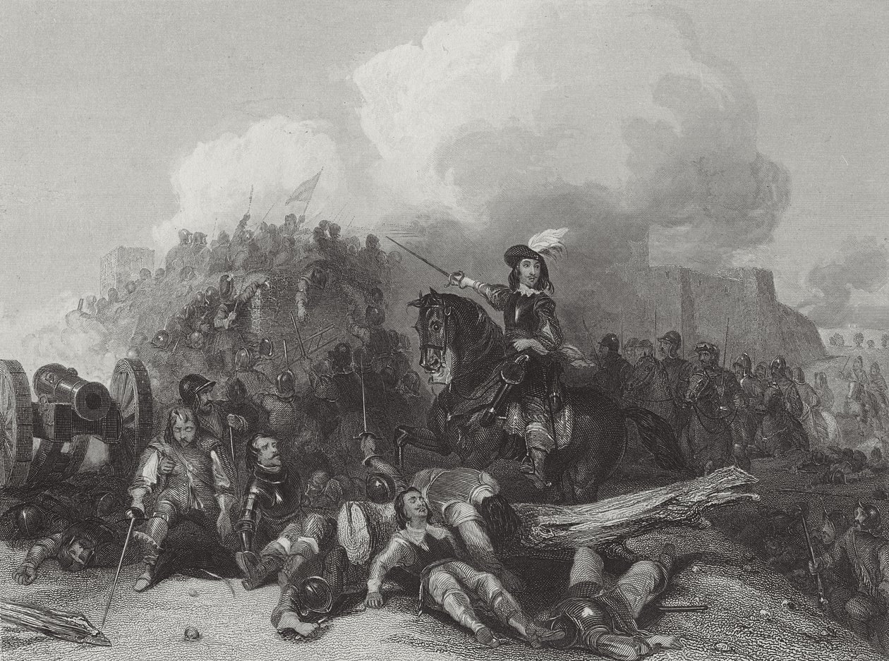 Bestorming van Bristol, gegraveerd door J.C. Varrall 1844 door George Cattermole