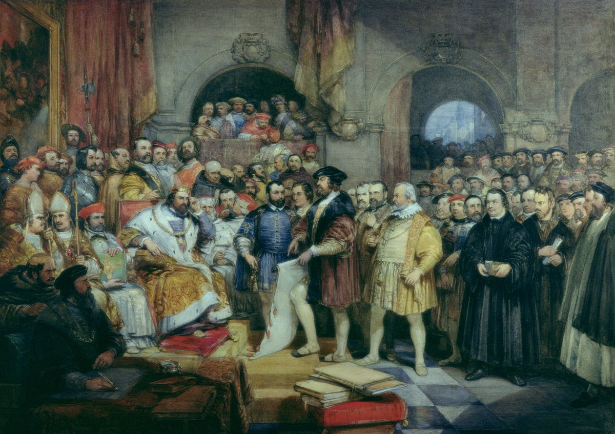 De Rijksdag van Spiers, 19 april 1529 (2e Rijksdag van Spiers) door George Cattermole
