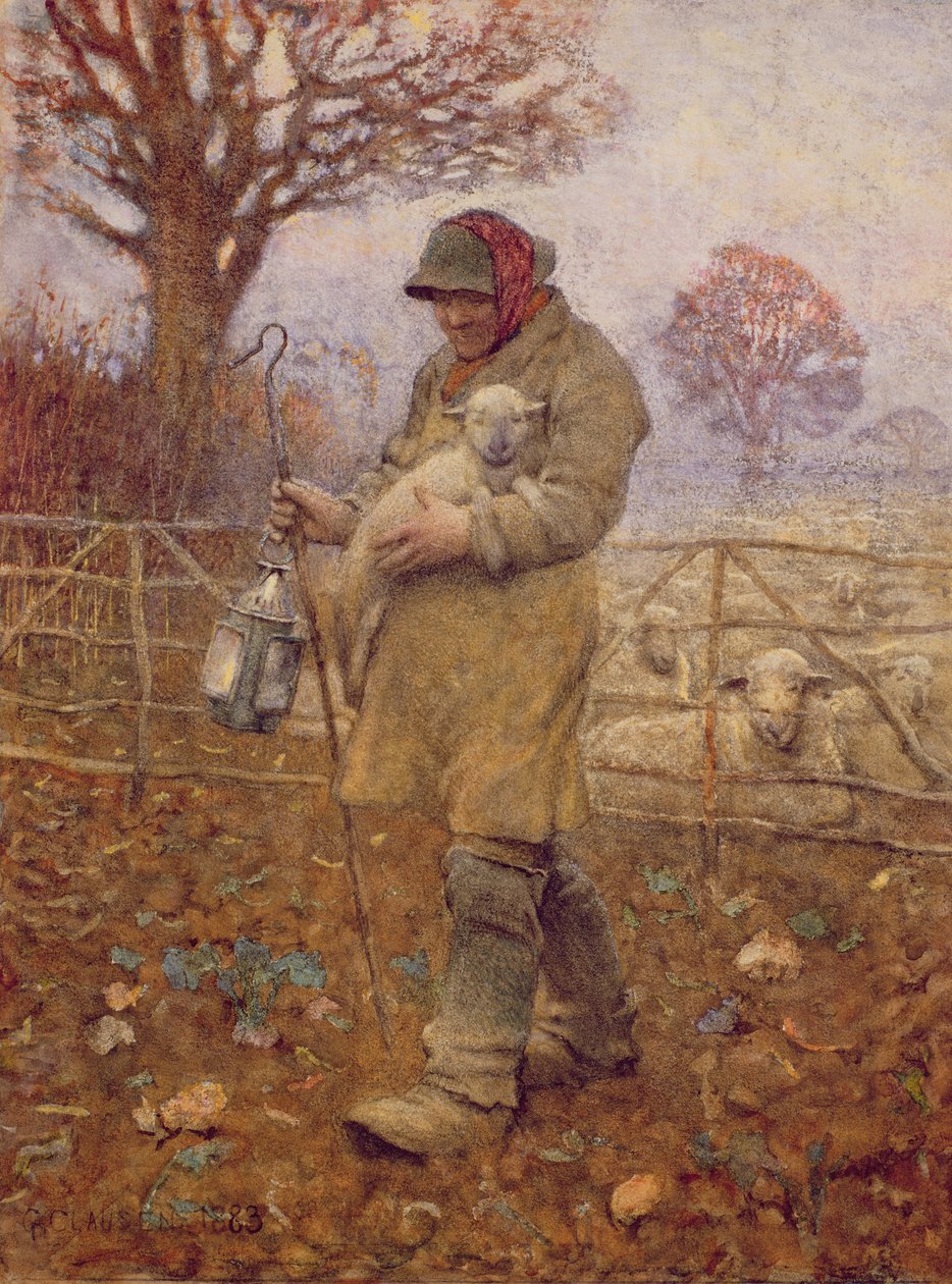 Herder met een lam, 1883 door George Clausen